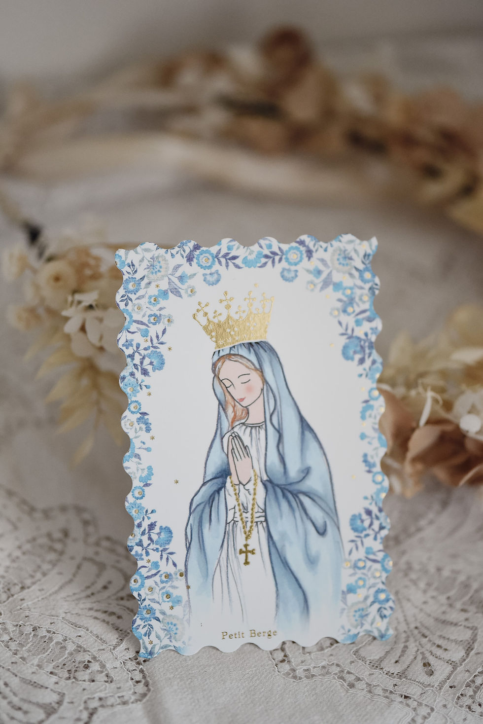 Miniature : Mini carte trésor Vierge couronnée - Feston et dorure