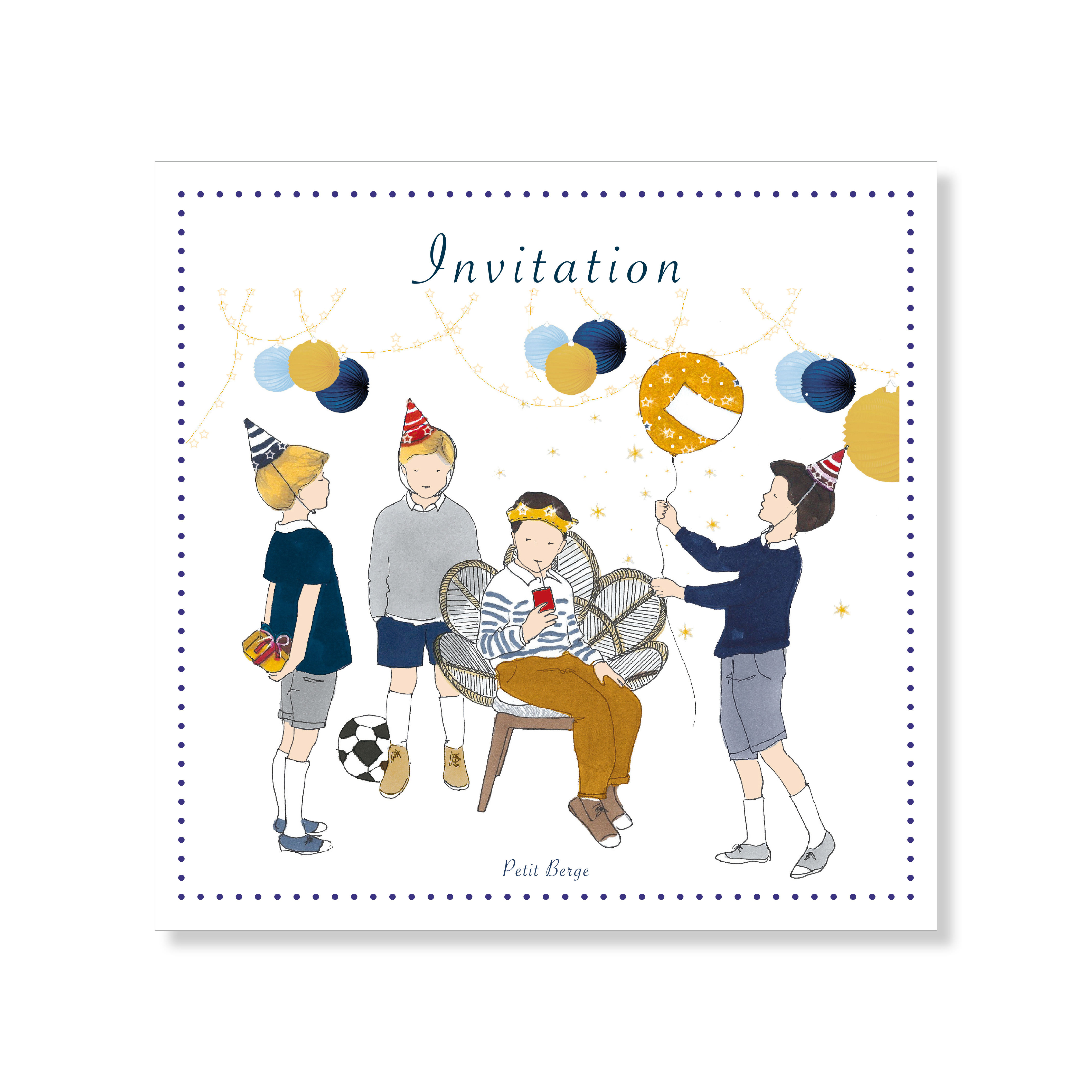 Carte invitation  d'anniversaire garçon avec enveloppe