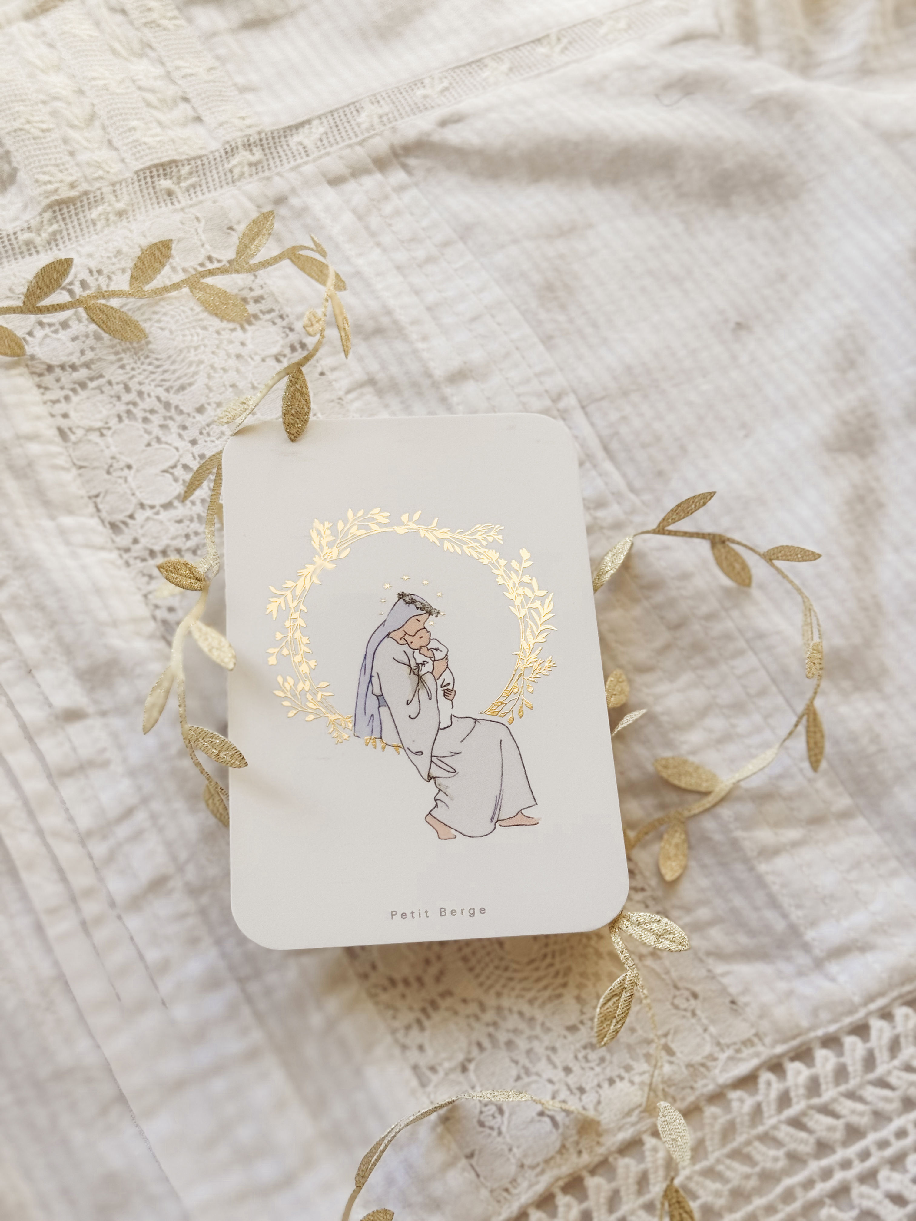 Carte Vierge à l'enfant - dorure