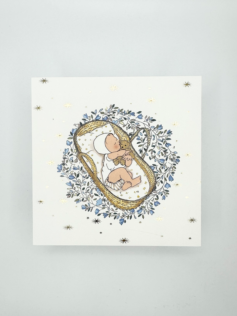 Miniature : Faire-part petit ourson  version bleue - dorure