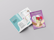 Book mock of a double page spread and front cover design