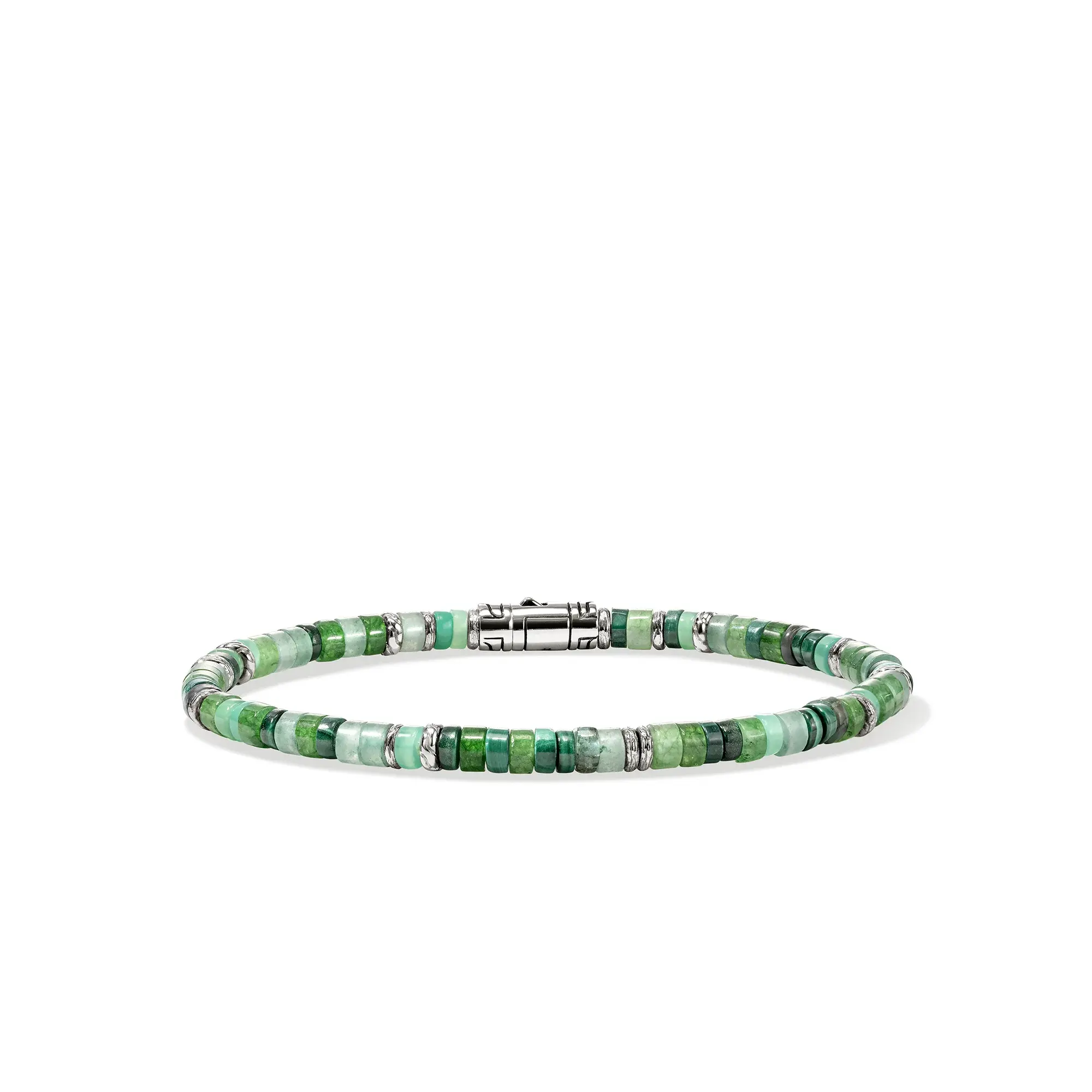 John Hardy, Sterling Silver Emerald and Malachite Heishi Bracelet, Small