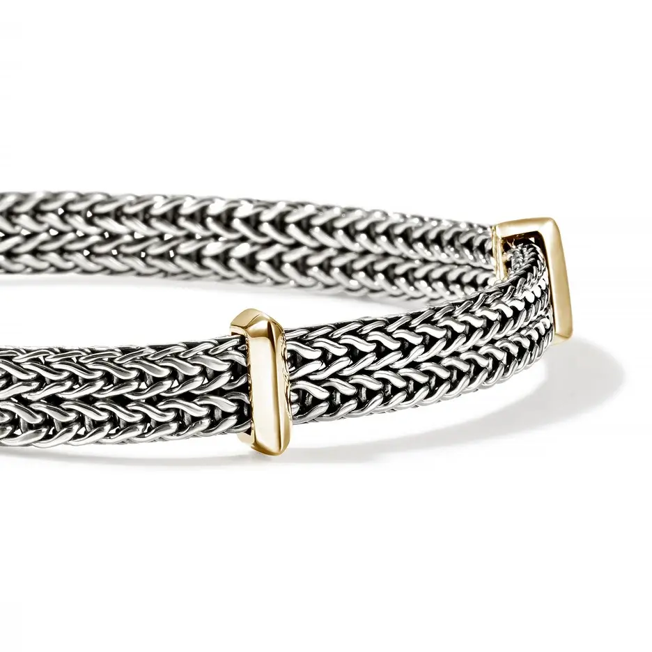 Thumbnail: John Hardy, Sterling Silver and 14KY Flat Link Icon Bracelet, Medium