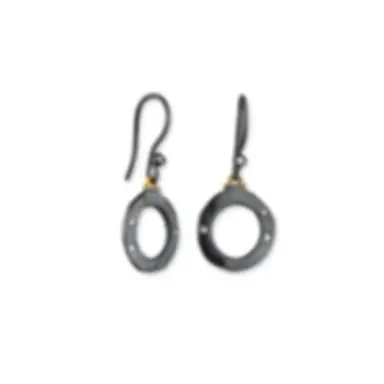 Lika Behar, Oxidized Sterling Silver "Orion" 15mm Diamond Earrings