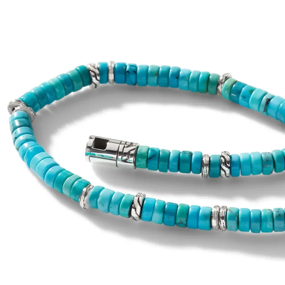 Thumbnail: John Hardy, Sterling Silver Treated Turquoise Heishi Bracelet, Small