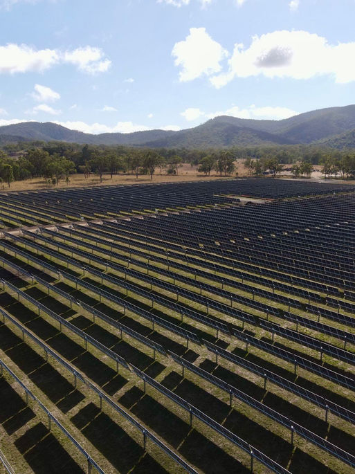 Rows of panels on a solar farm