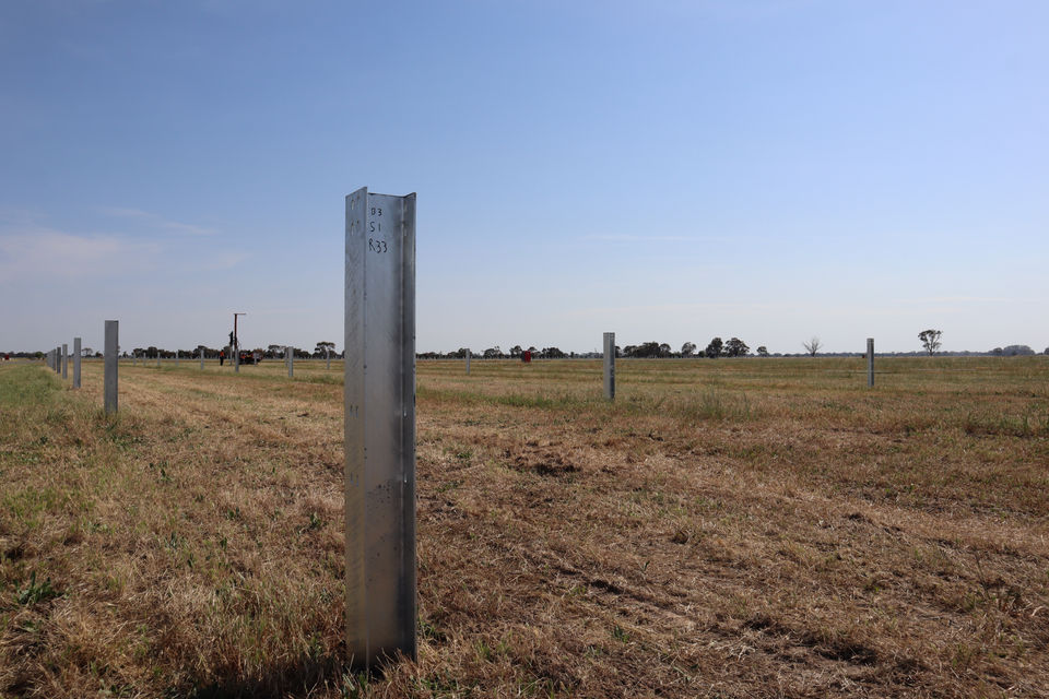 Piles on a solar farm