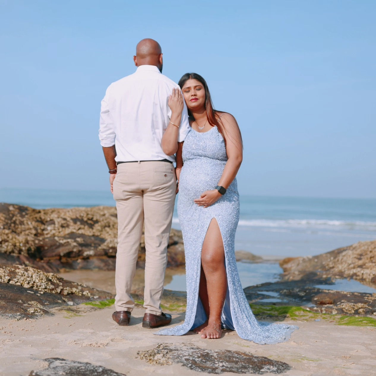 Lavender Maternity Slit Gown