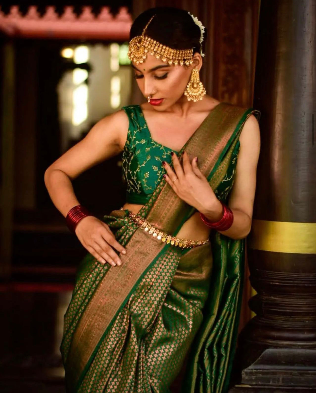 Dark Green Silk Saree