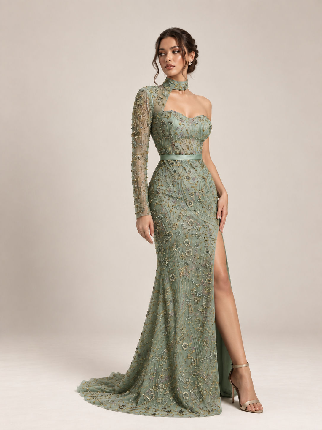 Sage Elle Bodycon Slit Gown