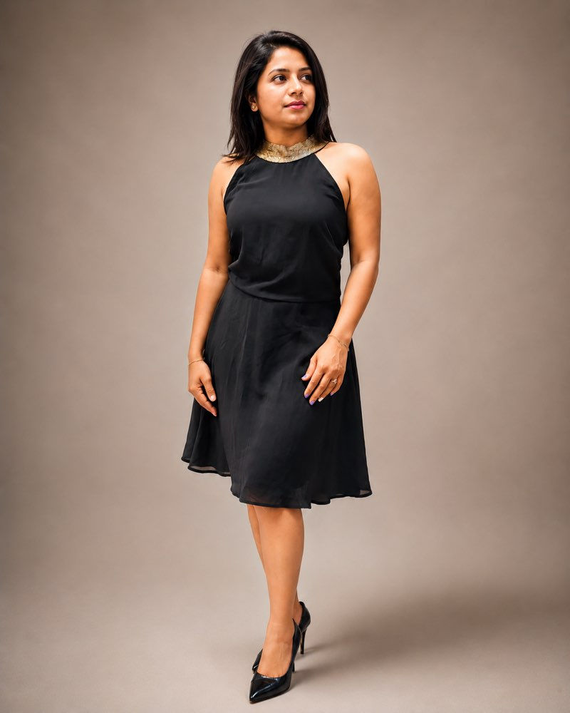 Halter Black Short Dress