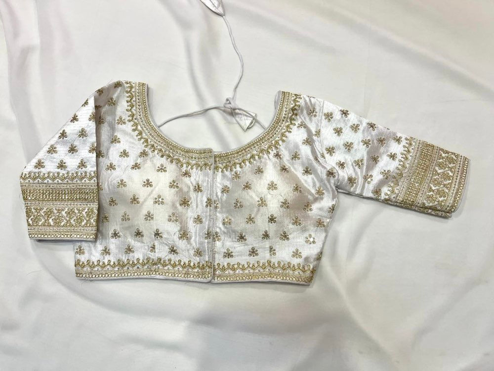White Golden Embroidery Blouse
