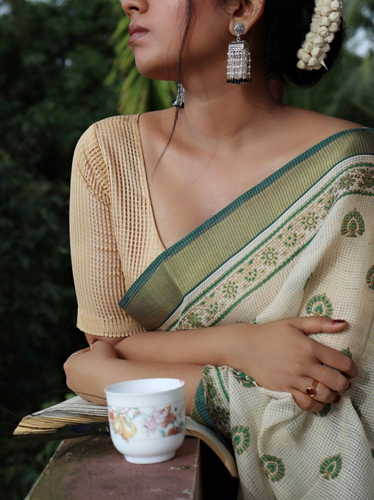 Cotton Peacock Motif Saree