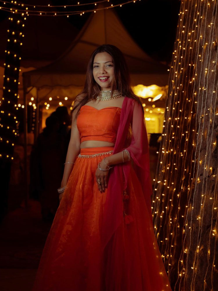 Orange Tube Lehenga