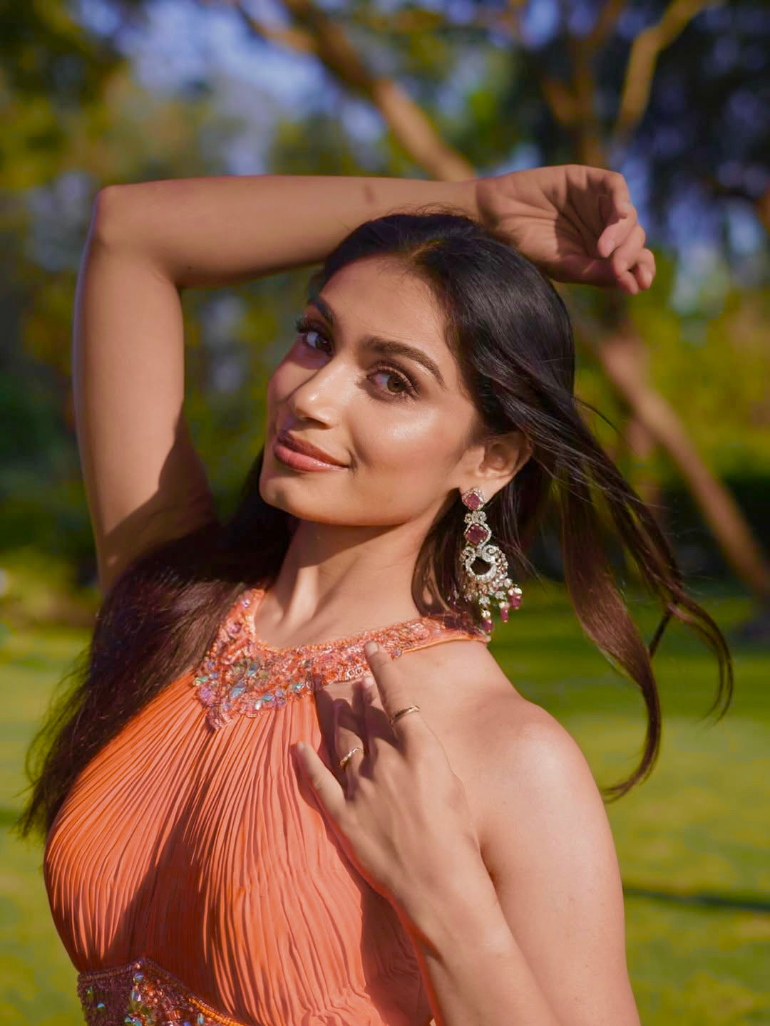 Orange Luxe Back- less Gown