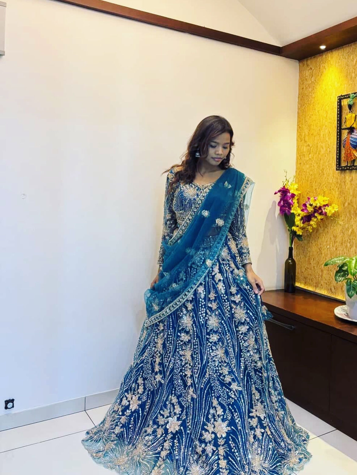 Blue Bridal lehenga