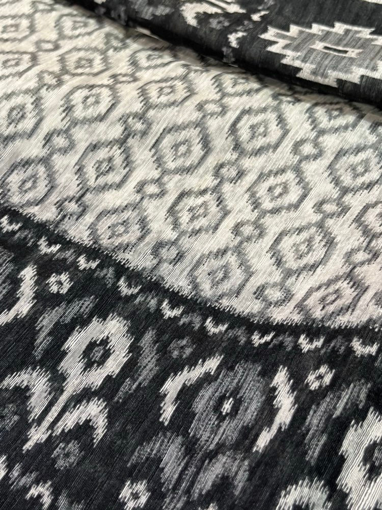Ikat Black White Saree