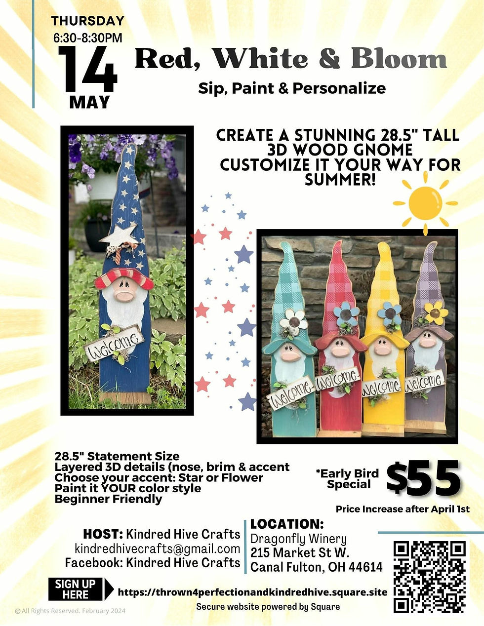 Red White And Bloom Sip & Paint