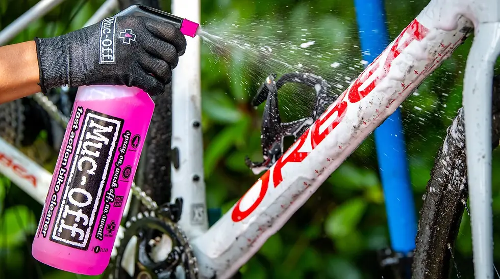 Muc-Off Nano Tech Cleaner being used on Orbea Bike