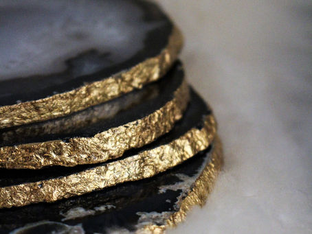Hand-gilded agate coasters