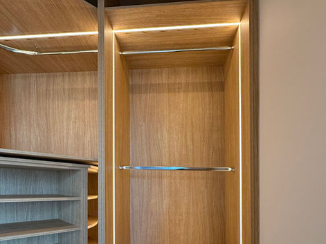 Hanging rails in wardrobe interior
