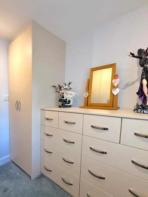 white bespoke melamine wardrobes and drawers in middleton-on-sea