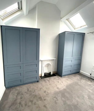 fitted wardrobes in alcove blue shaker style in Exeter