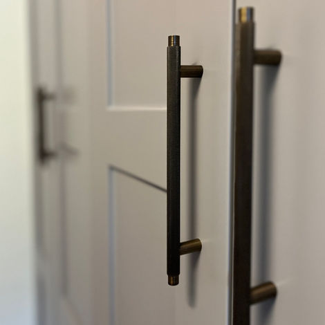 Wardrobe handles black metal T-bar on grey shaker style wardrobe doors in Bognor Regis