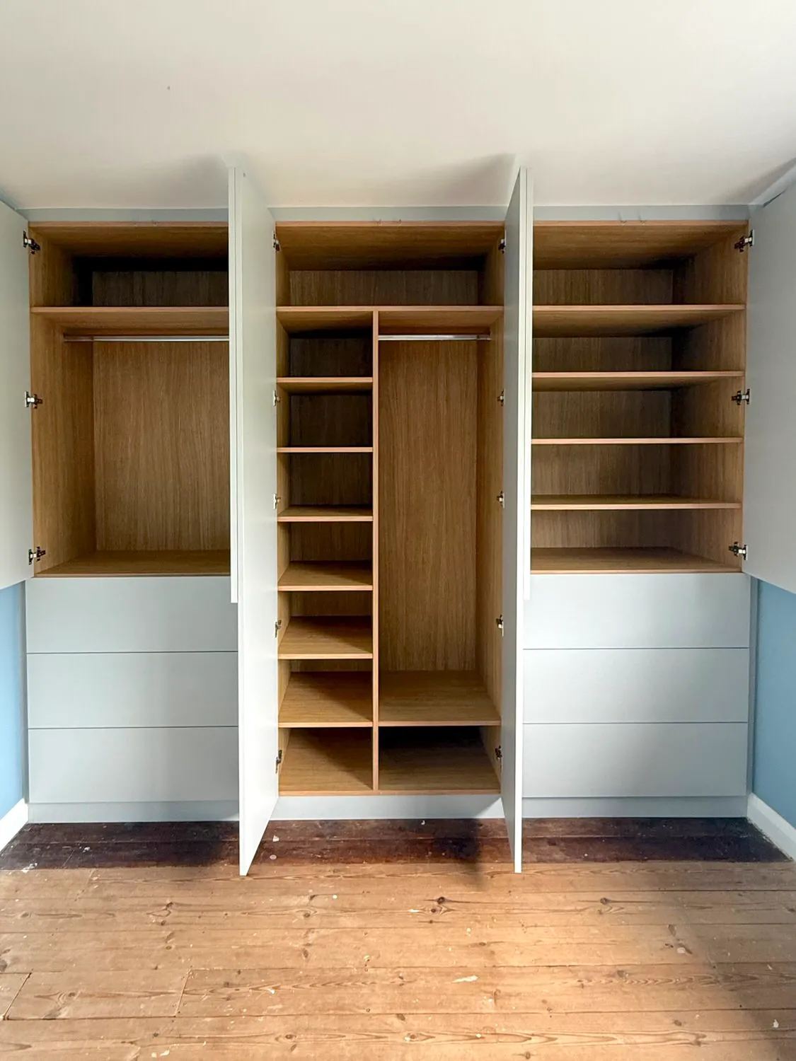 built in Wardrobe Interior wall to wall with oak veneer interior in sidmouth