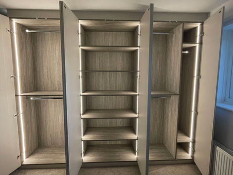 wardrobe interior with lights