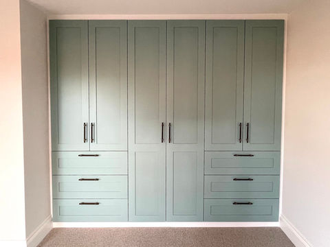 fitted wardrobes in teal colour Three Double Door in Exeter 