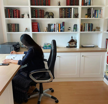Desk and bookshelves