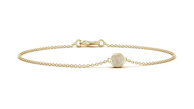 Bezel-Set Round Opal Chain Bracelet