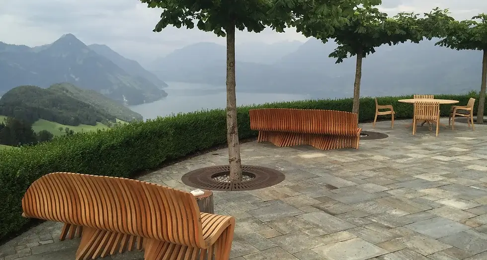 beautiful spirit song benches overlooking ocean made of teak from Diamond Tropical Hardwoods
