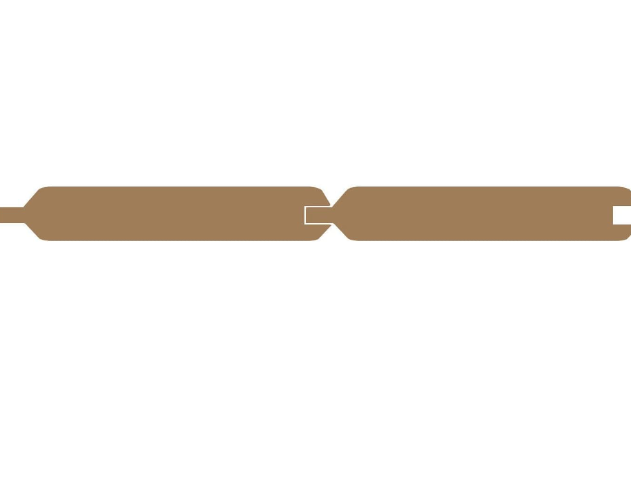 Two brown wooden planks connected, close-up view against a white background.