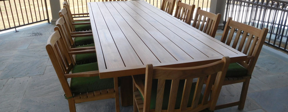 Nice outdoor teak table and chair dining set from Diamond Tropical Hardwoods