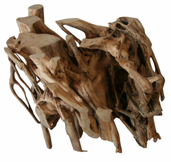 Abstract wooden sculpture with intricate design and detailed natural texture. Diamond Tropical Hardwoods