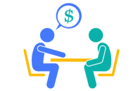 Icon showing two people discussing money