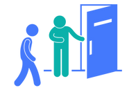 Icon showing someone opening the door for a person