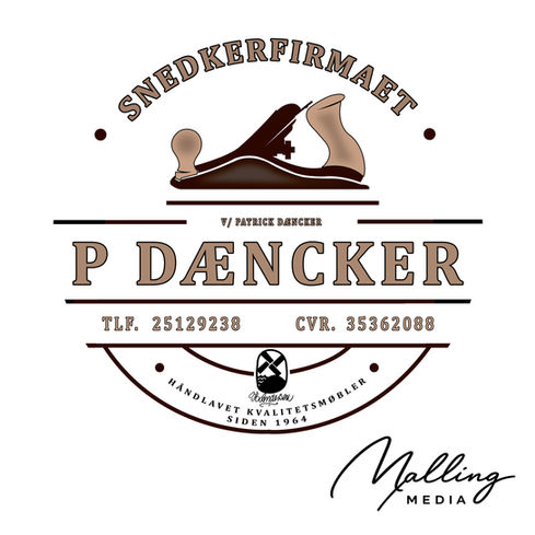P Dæncker Snedkerfirma – logo anvendt på arbejdstøj