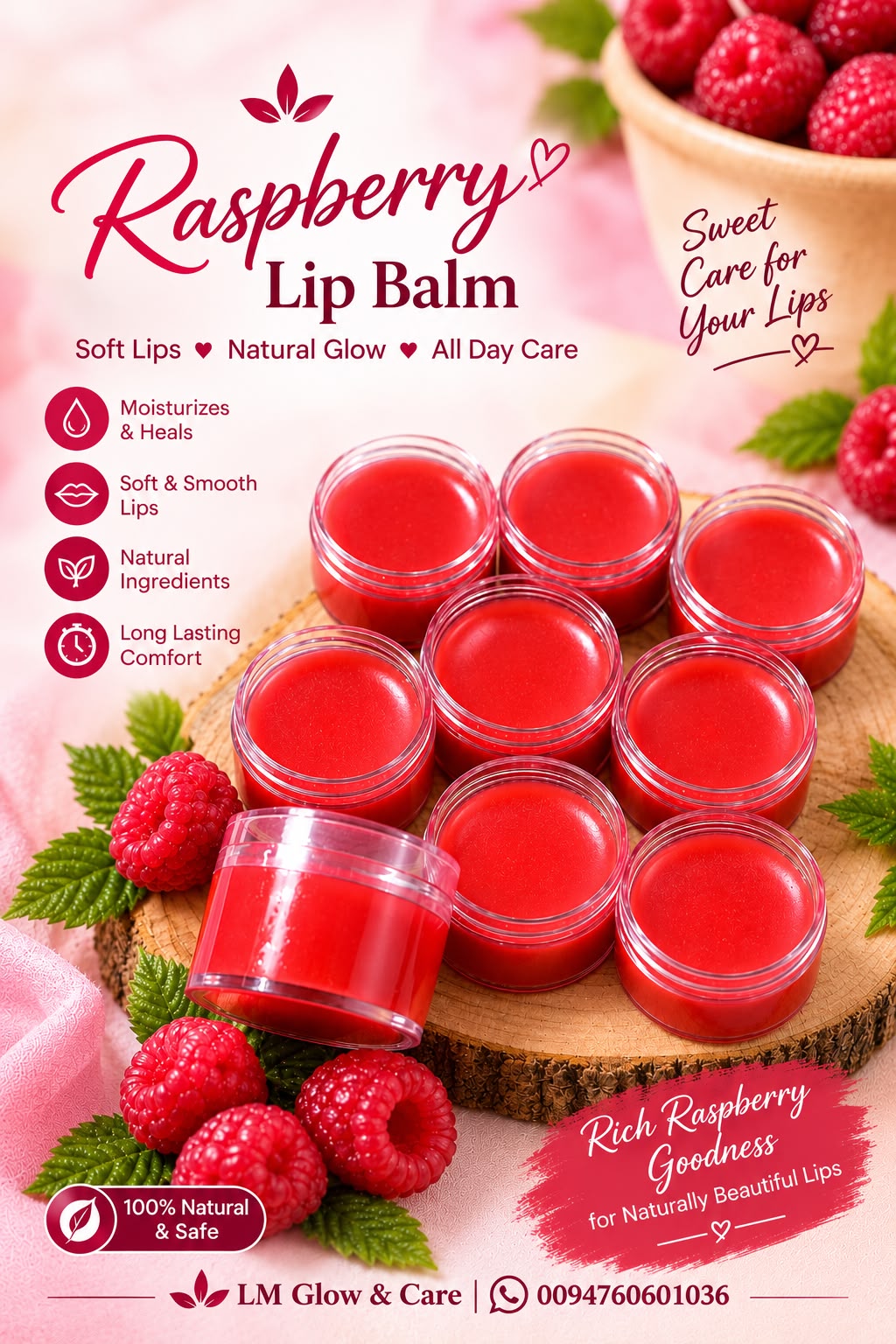 LM Glow & Care Raspberry Lip Balm