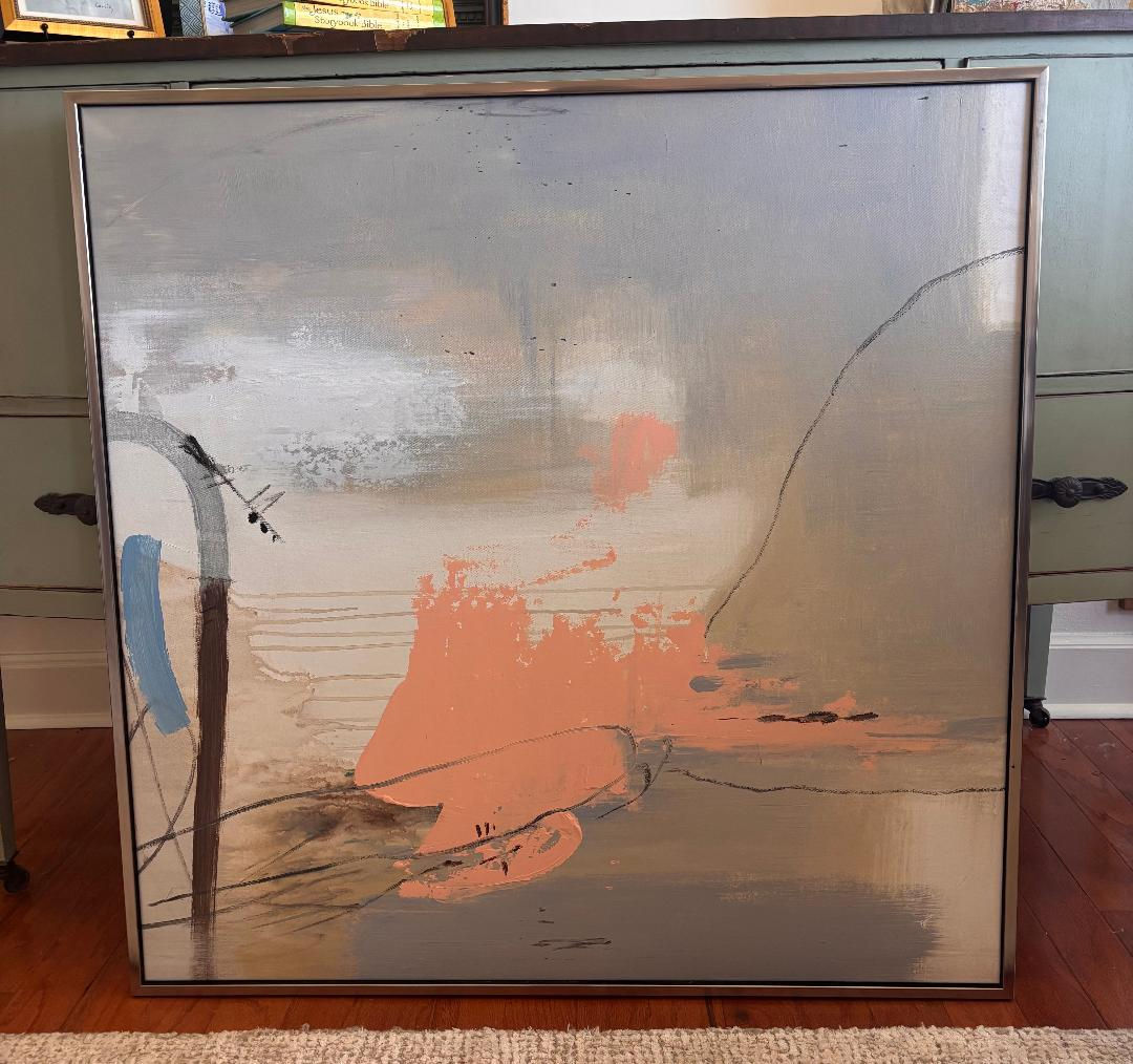 36x36 Abstract Oil w/ Metallic Floater Frame