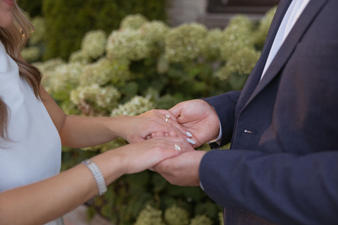 detail photos of ring and hydrangeas. Candid, documentary photography by Grand Rapids and Detroit wedding photographer