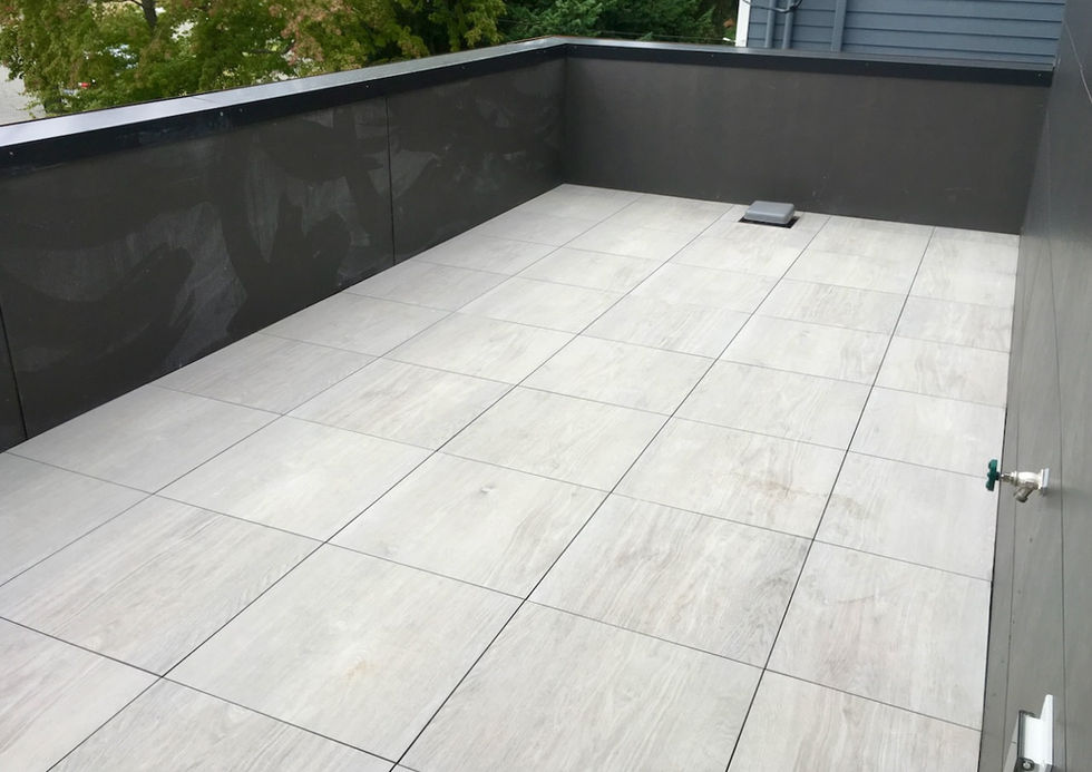 Porcelain pavers on roof deck