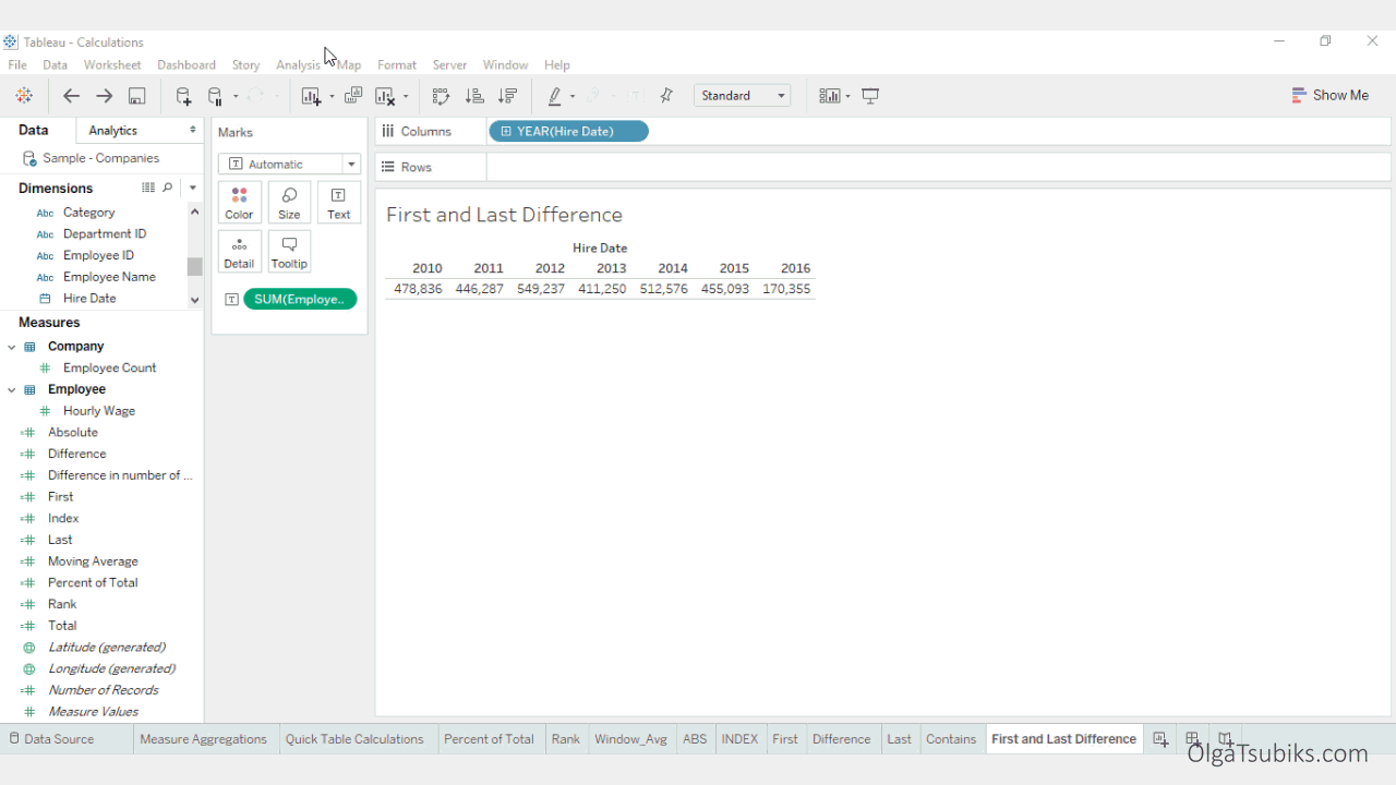 Last calculation in Tableau