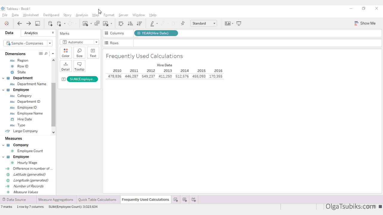 TOTAL calculation in Tableau