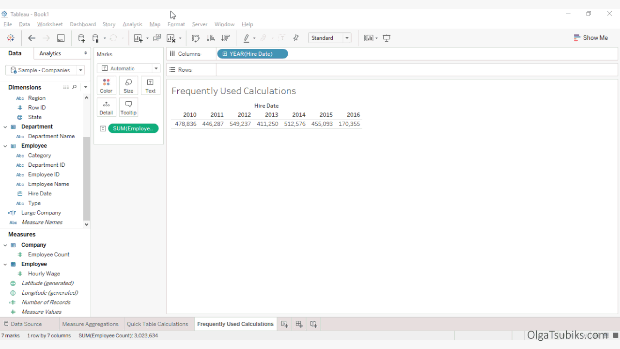 Lookup calcualtion in Tableau