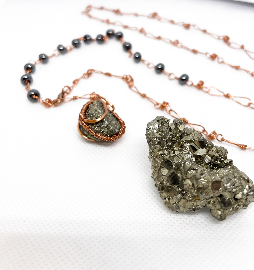 Collana in rame con Ematite e Pirite
