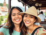latinos visiting a beautiful location in