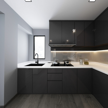 Minimalist resale flat with built in storage and clean lines by Meng Design